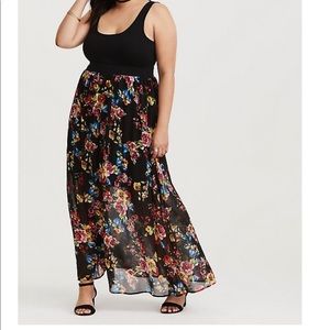 Torrid Black Floral Chiffon Maxi Dress
